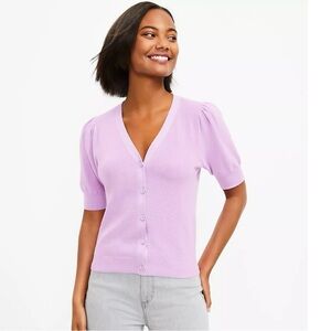 2 Ann Taylor Loft Puff Sleeve Cardigan in Black and White